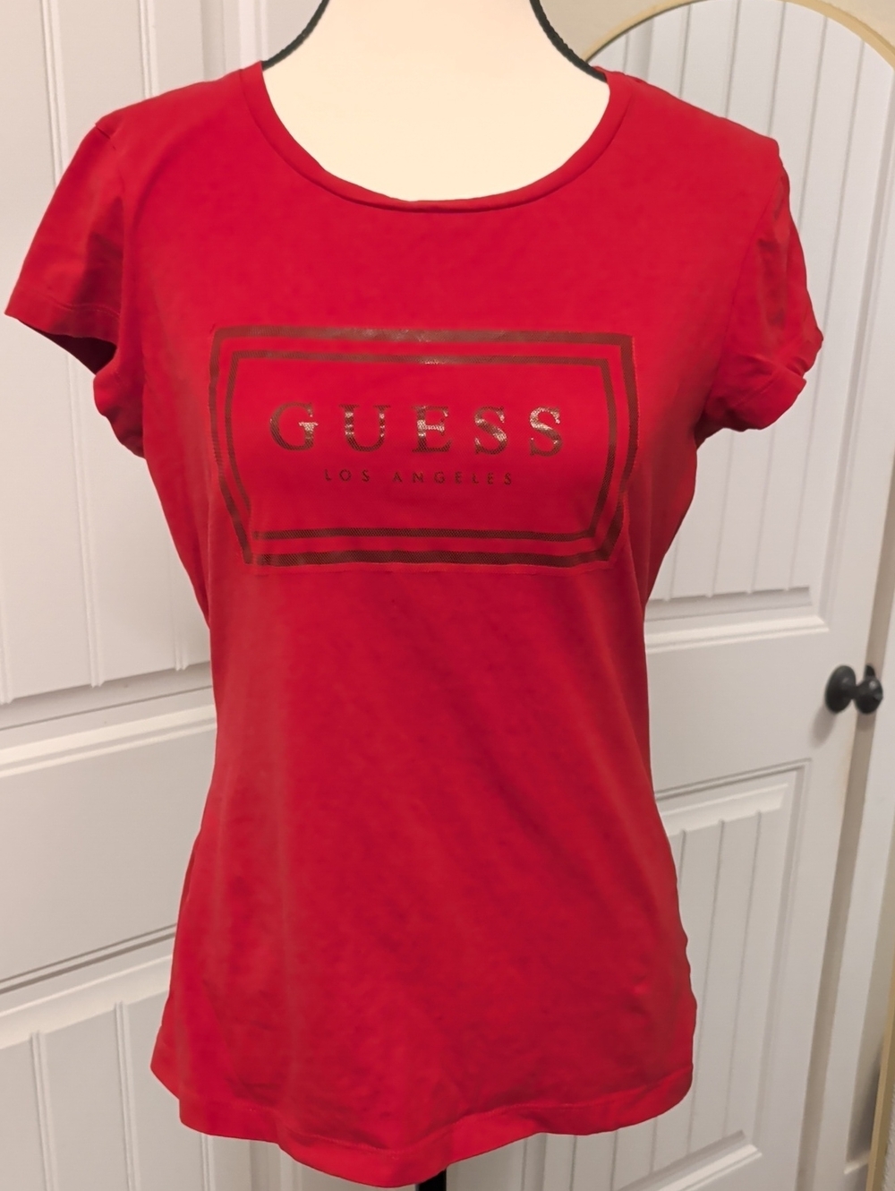 GUESS Red Short Sleeve Logo Tee